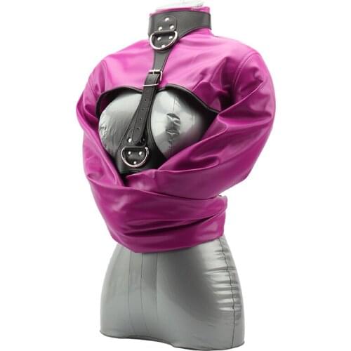 Adult Games PU Leather Strait Jacket Erotic Open Breast Straitjacket Fetish bdsm Bondage Restraints Harness Sex Toys for Couples