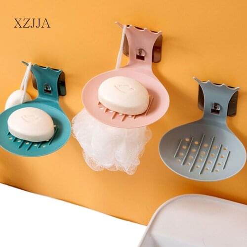 XZJJA Creative Bathroom Drain Soap Holder Soap Case Self Adhesive Wall Hanging Soap Tray Stand Bathroom Gadgets Makeup Organizer