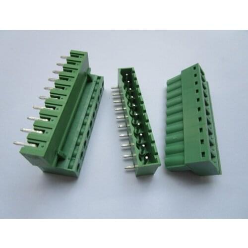 Close Angle 10 pin/way Pitch 5.08mm Screw Terminal Block Connector Green Color Pluggable Type With Angle pin 20 Pcs Per Lot
