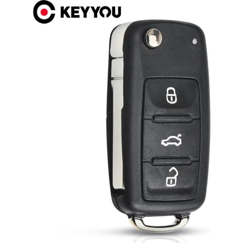 KEYYOU Replacement Folding Car Key Shell Case Fob For VW Volkswagen Golf Mk6 Tiguan Polo Passat CC SEAT Skoda Octavia 3Button