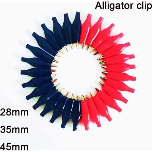Crocodile Clip 28mm 35mm 45mm G98 Electrical Clamp for Testing Probe Meter Black and Red with Plastic Boot Metal Alligator Clip