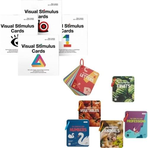 1 Set Black White Colorful Visual Stimulation Learning Activity Cards Newborn Brain Development High Contrast Flashcards Infants