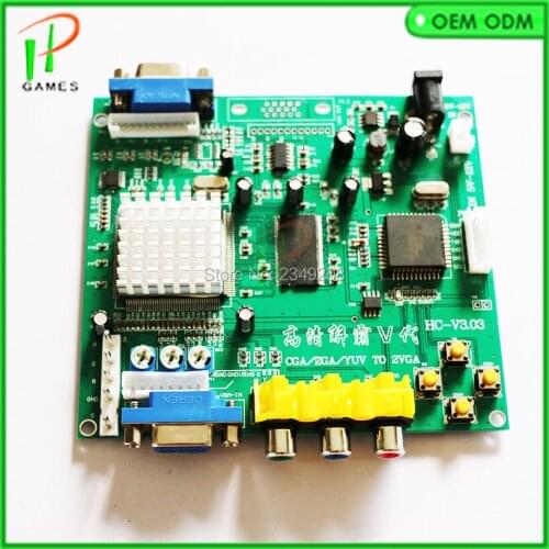 1PCS Arcade Game Video conversion board CGA To VGA output CRT To LCD Green Board Free Shipping