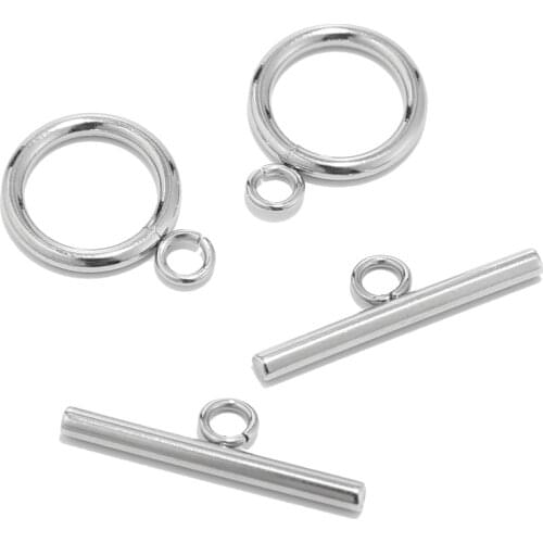 10 Sets Stainless Steel Toggle Clasps Connectors Jewelry Findings Silver Tone