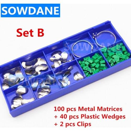 100Pcs/Set Dental Sectional Contoured Matrices Matrix Ring Delta Wedges Filling Wedge Dentist Ortho Materials Autoclavable
