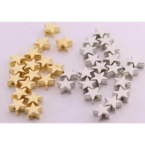 200pcs/lot 6*6mm Inside Hole 1mm CCB Gold Silver Color Star Spacer Beads End Caps Beads DIY Jewelry Making Findings Charm Beads