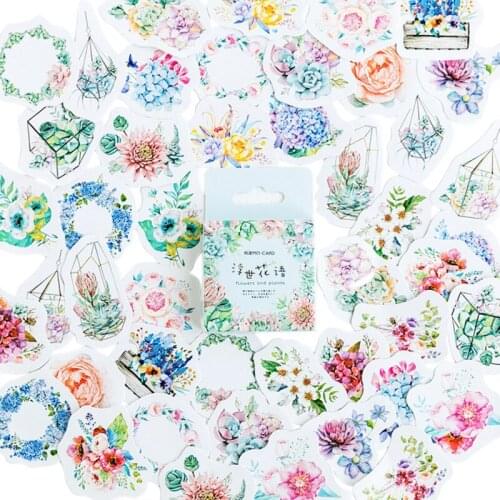 46pcs/box Cute flower language mini paper Self-Adhesive Decoration seal label Stickers DIY Decoration Diary Stationery Stickers