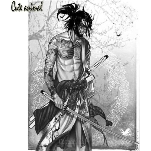 5D Diy Diamond Painting Japanese Samurai Sword Mosaic Diamond Crystal Painting Full Square Round Diamond Embroidery Gift New