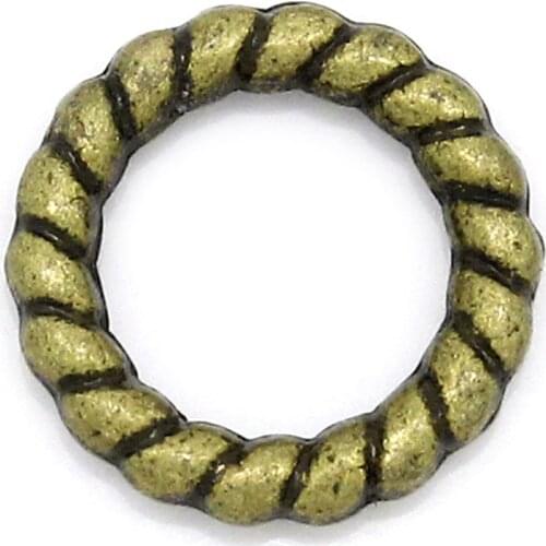 8SEASONS Closed Jump Rings Antique Bronze Twist 10mm Dia,200PCs (B29006)