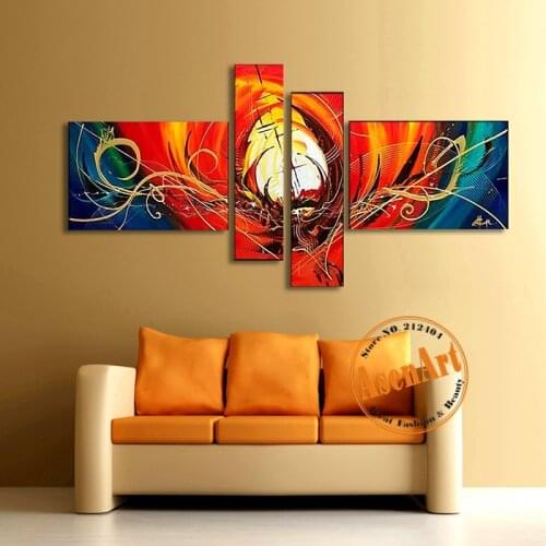 Unframed Abstract Oil Canvas Painting Handmade Modern Abstract Wall Art Picture Large Red Paintings for Living Room wall poster
