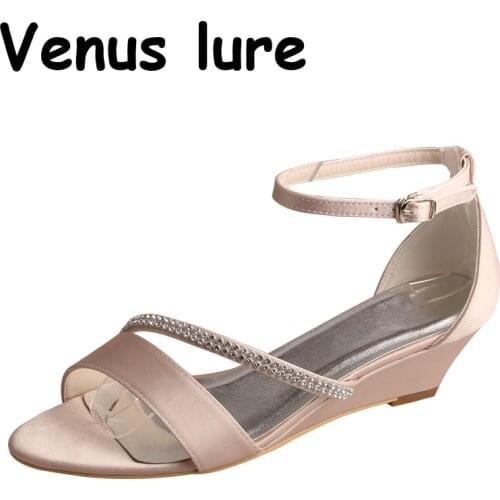 23 Colors Nude Wedding Wedge Shoes with Ankle Strap Summer Sandals Size 8