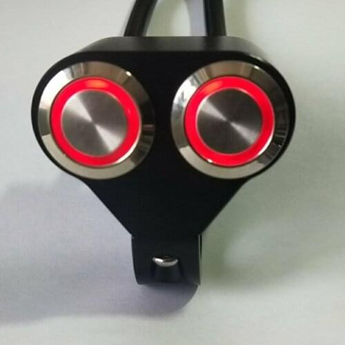 Dual Push Button 22mm Motorcycle Handlebar Headlight Spot Light On-Off Switch Waterproof Aluminum Alloy