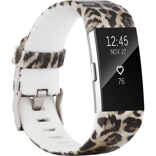 Honecumi For Fitbit Charge 2 Bands Silicone Leopard Bracelet Replacement Bands for Fitbit Charge 2 Accessories Small Large Size