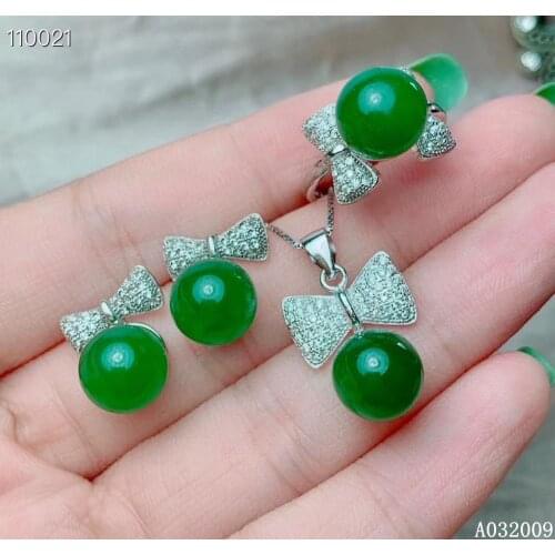 KJJEAXCMY fine jewelry 925 sterling silver inlaid natural Jasper earrings ring pendant fashion girl suit support test