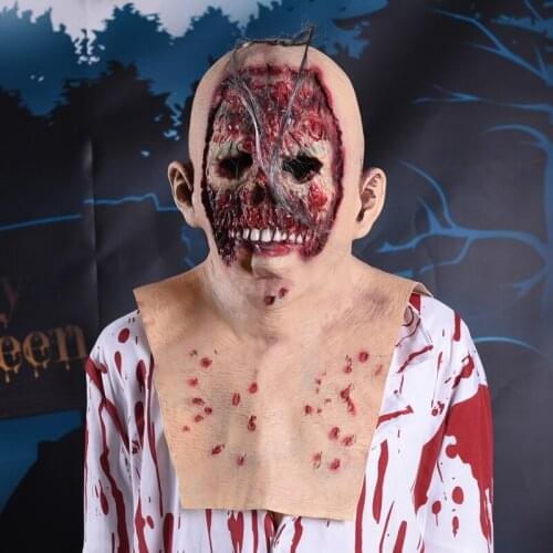 Halloween Mask Horror Decoration Sacry Rotten Face Bloody Masks for Adult Wear Terror Headgear Latex Festival Supplies Realistic