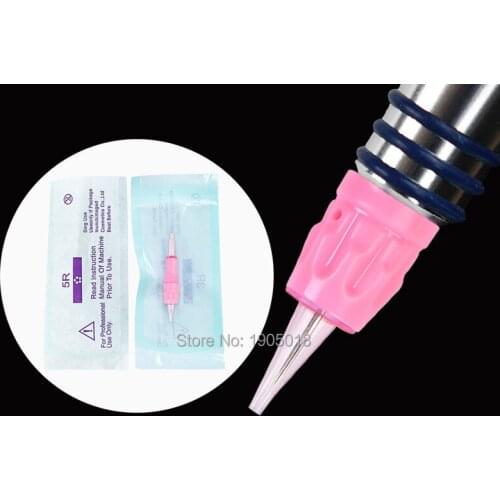 Mix sale 300 pcs pink Semi permanent makeup dedicated Full throw spiral tattoo needle tattoo Eyebrow micro needles machine