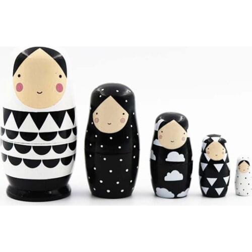 5pcs Set Russian Nesting Dolls Wooden Matryoshka Doll Handmade Painted M89C #2021