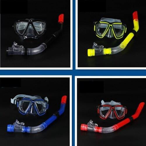 1 Set Swimming Goggles Underwater Fog Half Face Nose Clip Glasses Diving Bikini Mask Tempered Glass Lens Snorkel Goggles
