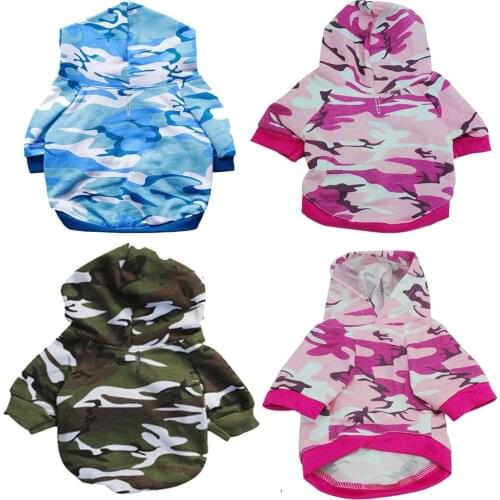 Small Dog Clothes Summer New Classic Comfortable Soft Three-color Camouflage Hoodie Hooded Sweater T-shirt Short Sleeves