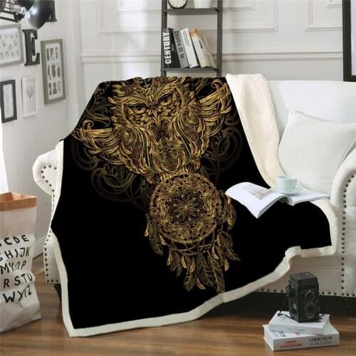 Golden Fox Sherpa Throw Blanket Animal Stars Bedspread Paisley Leaves Flower Velvet Plush Bed Blanket
