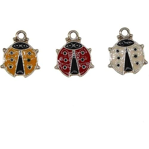 Cute Light color series Animal Insect ladybug Enamel Charms 16*19mm Pendant For DIY Jewelry Earrings Bracelets Necklace Finding