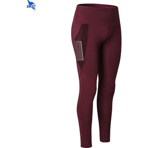 Transparent Mesh Pocket Yoga Pants Elastic Quick Dry Workout Leggings Women Activewear Running Tights Jogging Fitness Trousers