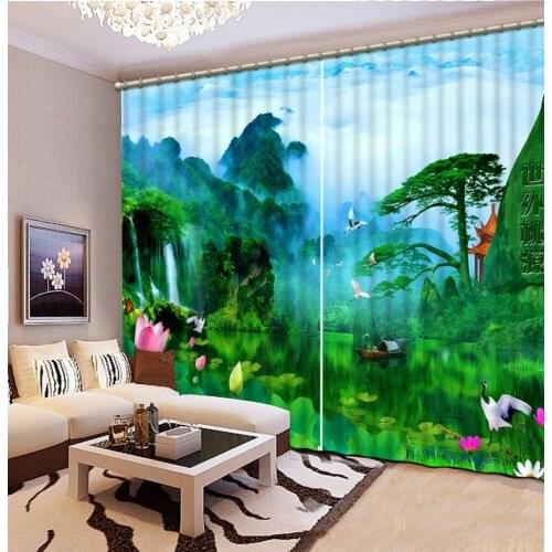 Luxury Blackout 3D Curtains For Living room Bedding room Office green scenery curtains