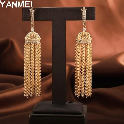 Tassel Earrings for Women Boho Ethnic High-end Tassel Palace Style Jewelry Chain Long Luxury Accessories Fashion Crown Earrings