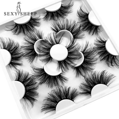 SEXYSHEEP 5/7 Pairs 3D Mink lashes 25mm False Eyelashes Dramatic/Thick Long Eye Lashes Wispy Makeup Eyelashes Extension Tools
