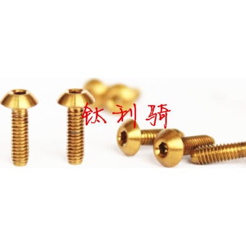 M2.5 p0.45mm x 6mm 8mm 10mm GR5 Golden Titanium Screws Bolts Button Head Allen Scoket For Model DIY
