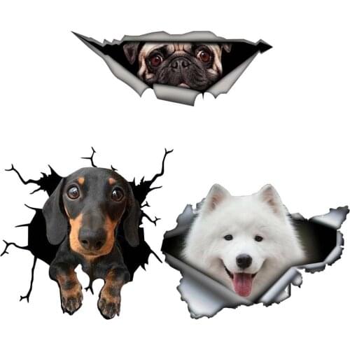 Creative Animal Cute Dog Car Sticker Torn Window Decal Car House Stickers Waterproof Pet Dog 3D Decals