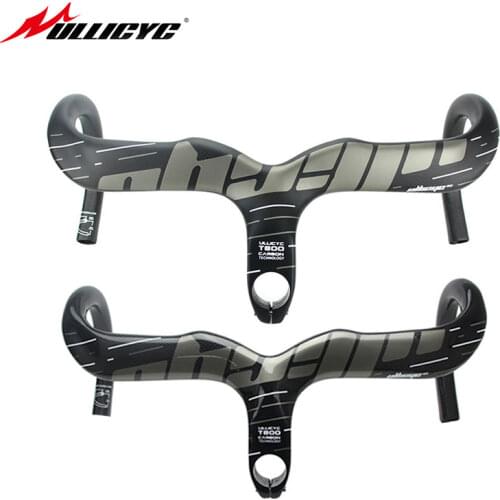ULLICYC Gray Brand Road Bicycle Handlebar highway integrated Handle Bars Carbon Road Handlebar with stem manillar Matte Gloss