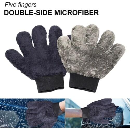 Ultra-Luxury Car Wash Mitt Microfiber Paw Shaped Wash Glove Double-side Non Scratch Thick Cloth Durable Car Washing Accessory