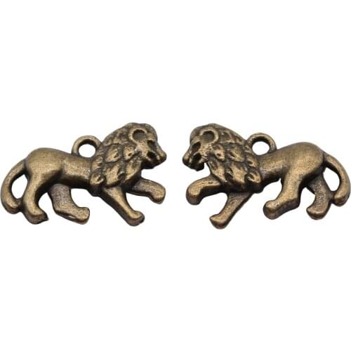 WYSIWYG 3pcs 15x22mm Vintage Lion Pendants Charm For Jewelry Making Antique Bronze Color Lion Pendants Charm Lion