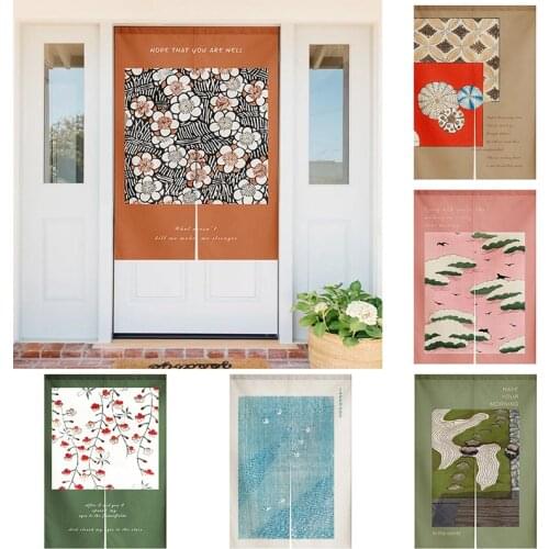 Japanese Fabric Door Curtain Bedroom Partition Curtain Shower Towel Half Panel Curtain Doorway Hanging Curtain