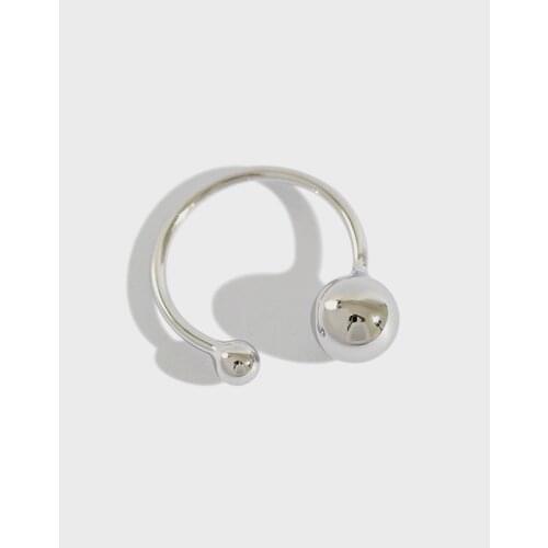 YPAY 100% Real 925 Sterling Silver Rings For Women Adjustable Ball Shape Vintage Style Finger Ring For Girl YMR067