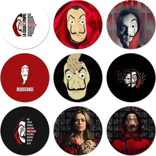 La Casa De Papel Tv Icons Pins Badge Decoration Brooches Metal Badges For Backpack Decoration 58mm