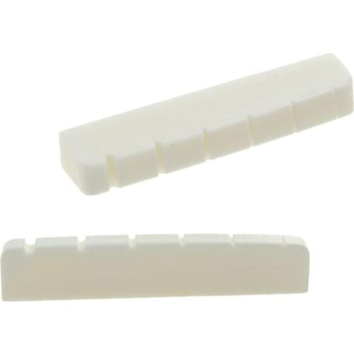 2 Pcs 6 String Electric Bone Nut Cattle Bone Slotted Replacement (43 X 6mm ,Unbleached)