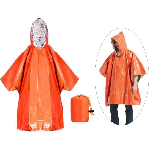 Emergency Blankets Poncho Thermal Equipemtn Rain Coat Survival Gear Concert for Hiking Outdoor Activity Backpacking Fishing