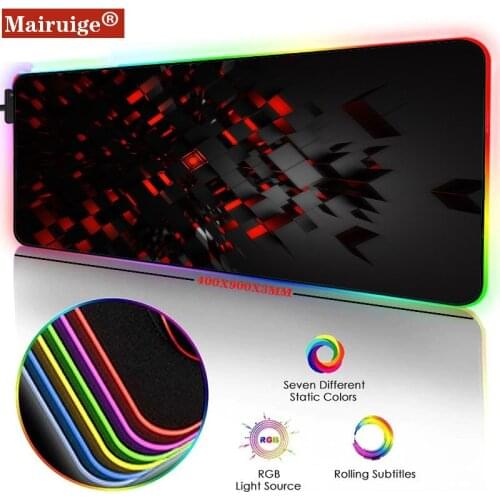 MairuigeLED Red 3D Large Mouse Pad RGB Decoration Gaming PC Computer Keyboard Carpet Pad Gaming Accessories Locking Mouse Pad