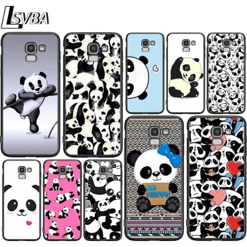 Cartoon cute panda for Samsung Galaxy J2 J3 J4 Core J5 J6 J7 J8 Prime duo Plus 2018 2017 2016 Soft Black Phone Cover