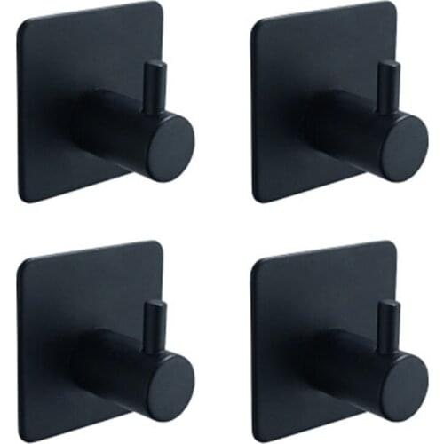 Black Towel Hooks 4pcs Stainless Steel Strong Suction Bathroom Kitchen Decorative Rack Key Holder Hat Bag Clothes Shovel Hanger