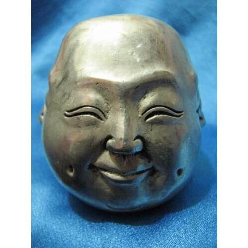Wonderful tibetan copper 4 face buddha head carving