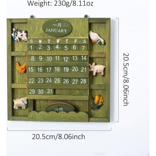 Mediterranean Style Wooden Calendar Multipurpose Vintage Month Date Calendar Exquisite Desk Calendar Decoration for Home Office