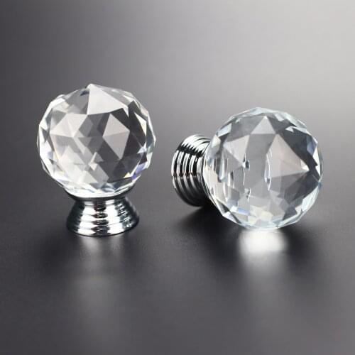 Jewelry Box Handles Faceted Glass Ball Handles Pulls Knobs For Drawer Cabinet Furniture Hardware Smooth Touch Wear Resistance