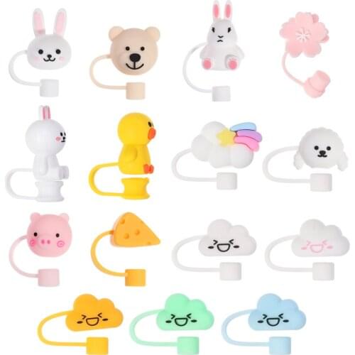 Creative Silicone Straw Plug Reusable Drinking Dust Cap Glass Cup Accessories Cartoon Plugs Tips Cover Kitchen Drinkware Clean