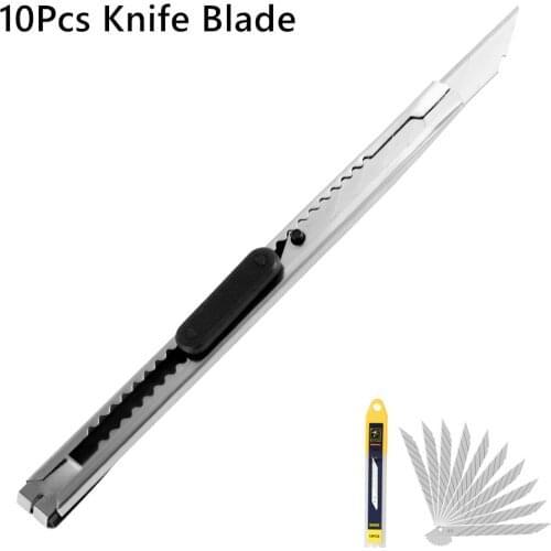 Stainless Steel Utility Knife Art Knife Paper Cutter 10 Pcs Metal Blade Craft Wrapping Refillable Blade For Home Auto Car Tools