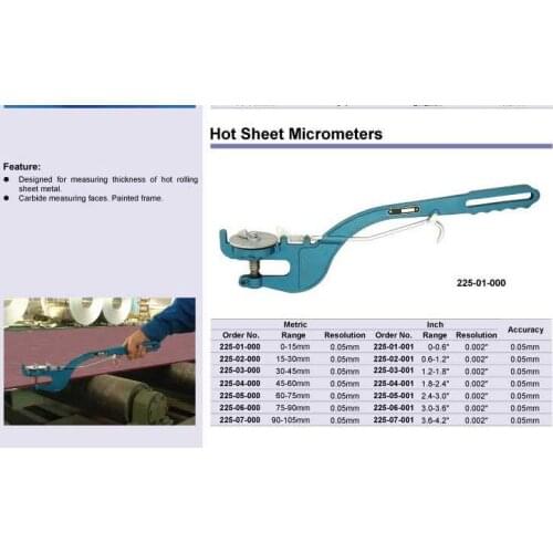 Hot Sheet Micrometers 90-105mm.3.6-4.2inch.225-07-000