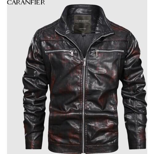 CARANFIER 2019 Mens Leather Jackets US Size New Autumn Leather Coats Casual Motorcycle Jacket Male Biker Jackets Dropshipping