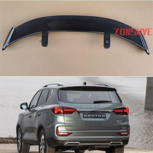 Use For 2021 Ssangyong Rexton ABS Plastic Carbon Fiber Look Hatchback SUV Roof Rear Wing Body Kit Accessories